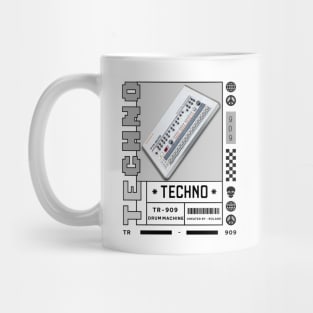 TECHNO  - Tr 909 Drum Machine (White/Grey) Mug